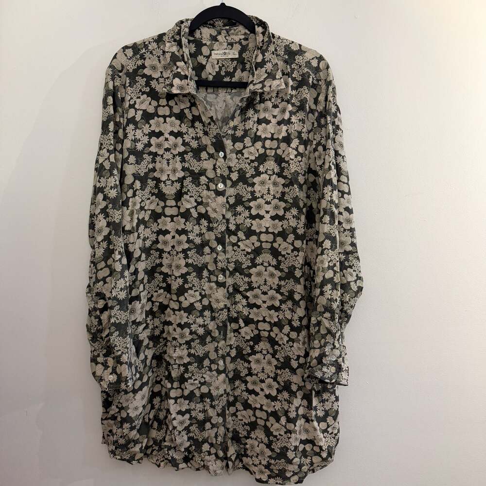 natural life floral button front tunic top size xl cottagecore